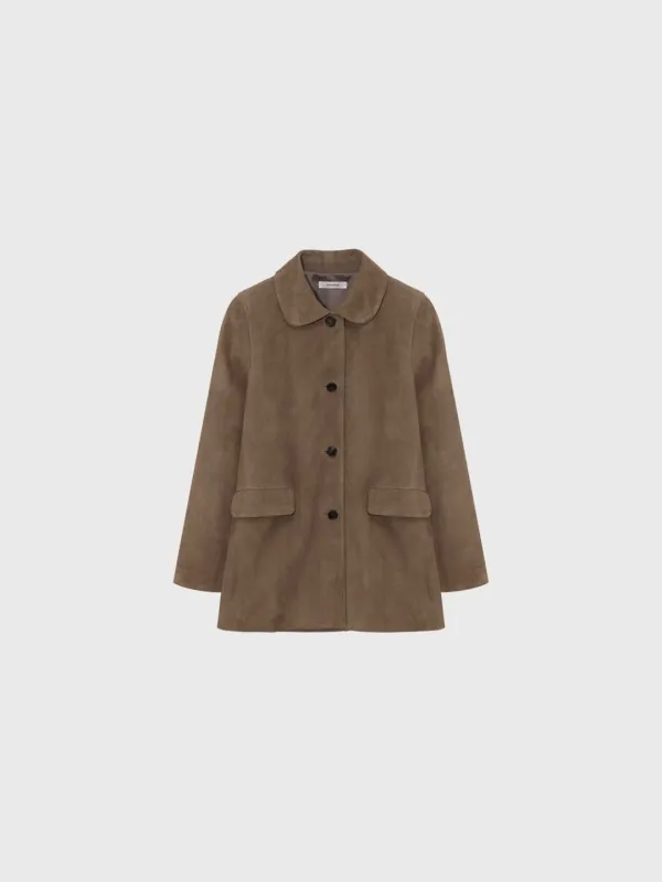 [Exclusive] Goat suede half jacket (camel)