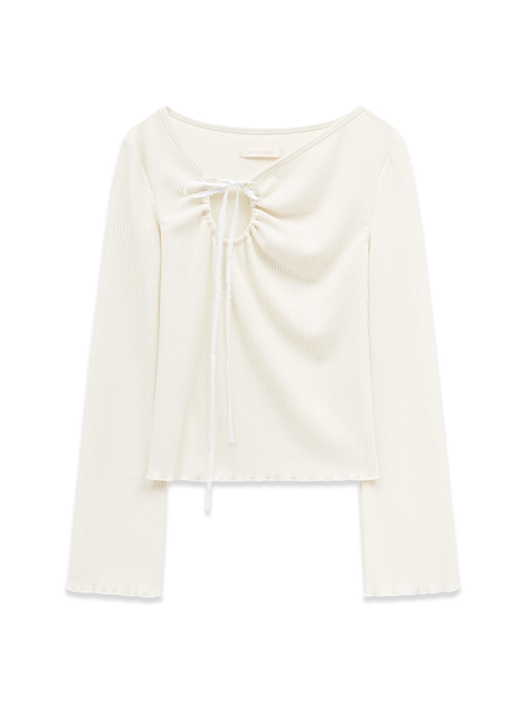 마가린핑거스 LACE RIBBON CUT OUT T-SHIRT (CREAM) 상품 이미지 1