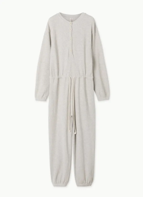 Henley neck overalls_Melange Grey