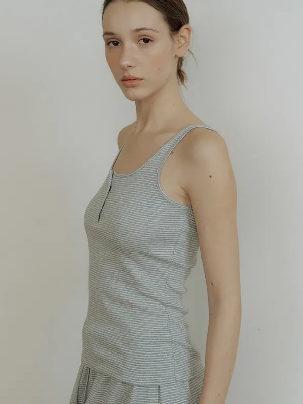 RIB STRIPE HENRY SLEEVELESS_2COLOR