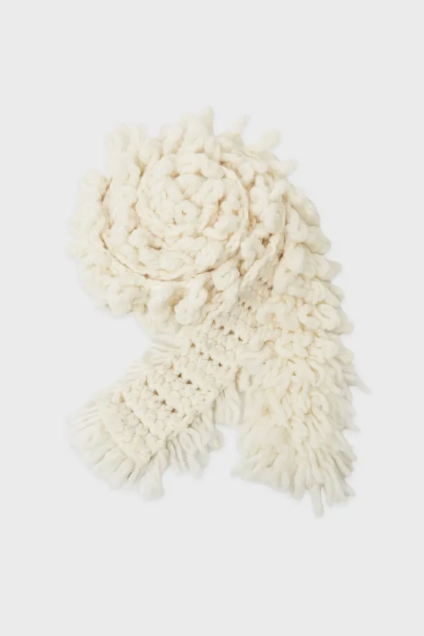 Fringed Knit Scarf (Ivory)