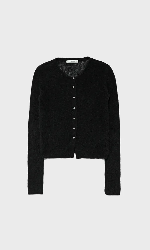 Sheer Button Up Cardigan_Black (1차 리오더)