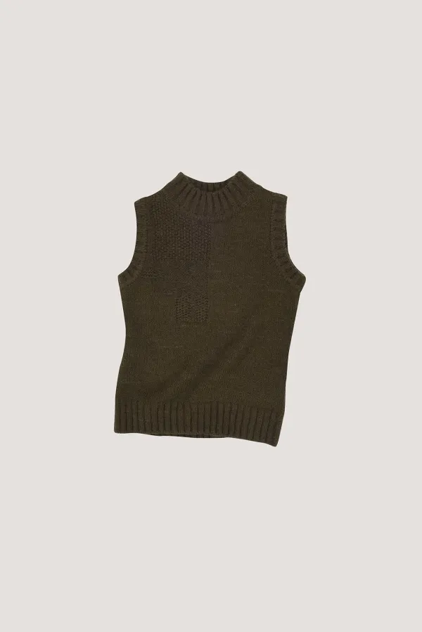 Kid Mohair Mixed Knit Vest
