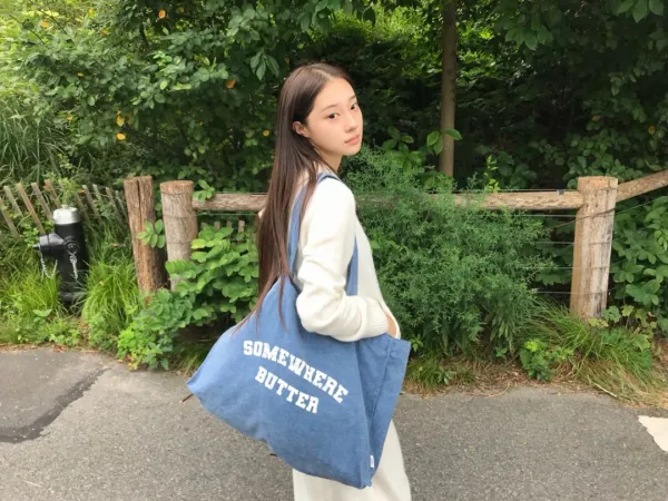 Pigment Square Logo Cotton Bag - Blue
