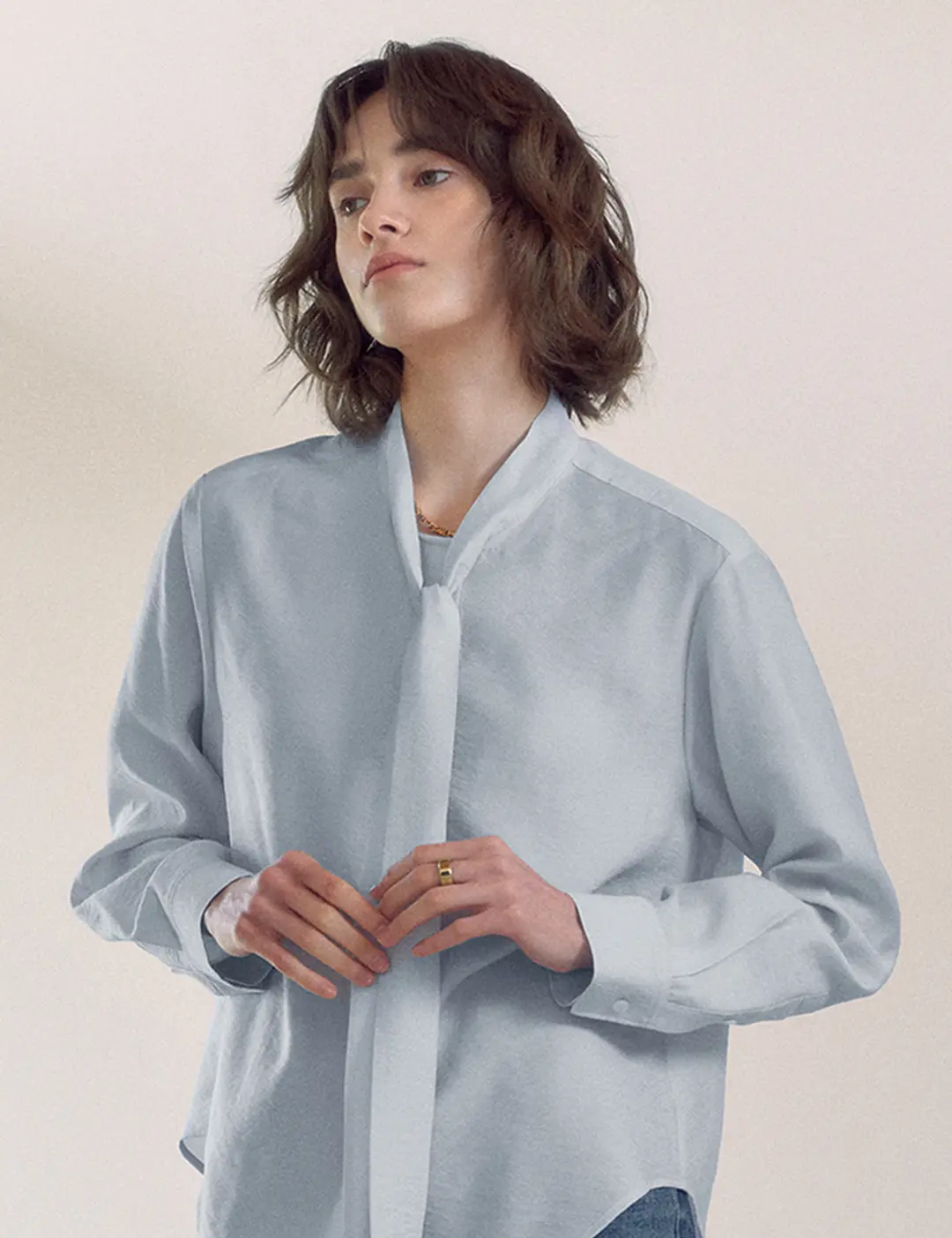노미나떼 Hanna Tie Blouse (Skyblue) 상품 이미지 2