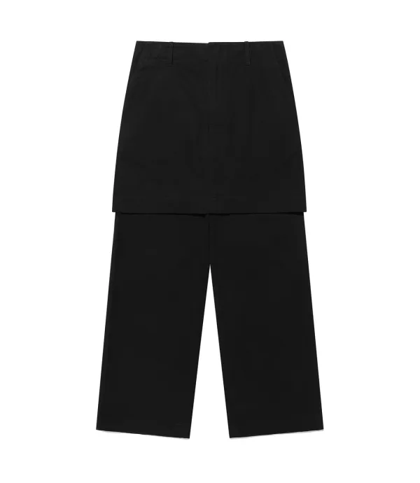 layered skirt chino pants[black]