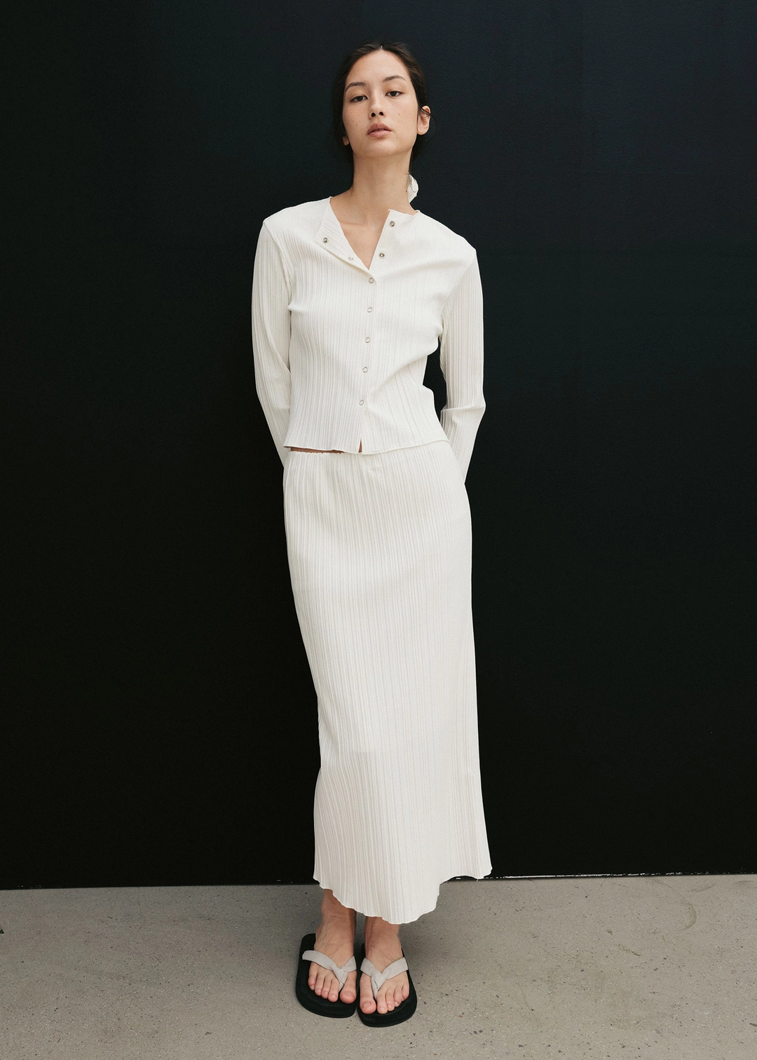 더라이 Pleats Long Skirt(Ivory) 상품 이미지 2