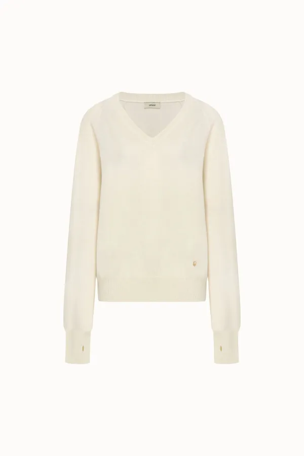 [5차 리오더]Cashmere 30% V-neck Knit Top[LMBEAU24KN257]-Cream