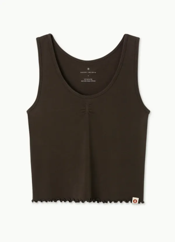Seamless shirring tank top_Hot Fudge