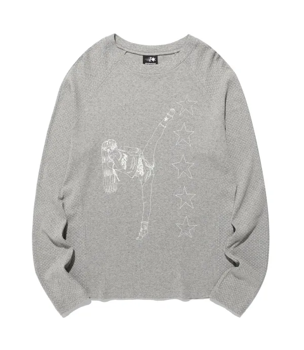 girl gang star slim l/s tee[grey]