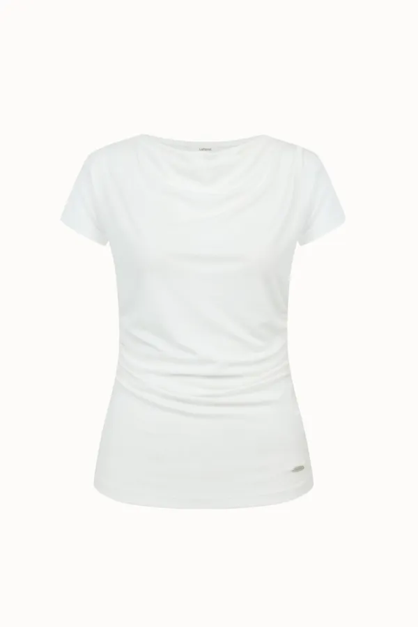 Drape Neck Cap Sleeve T-Shirt[LMBFSUTT619]-2color