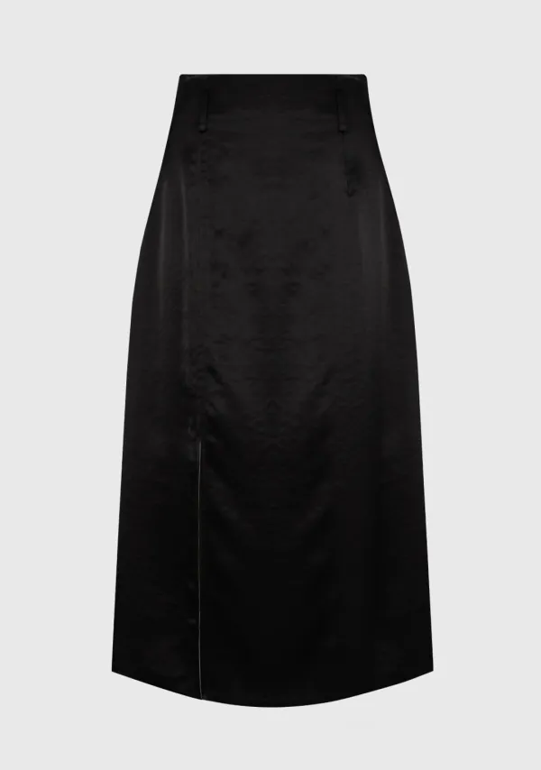 Lueur Slit Satin Skirt