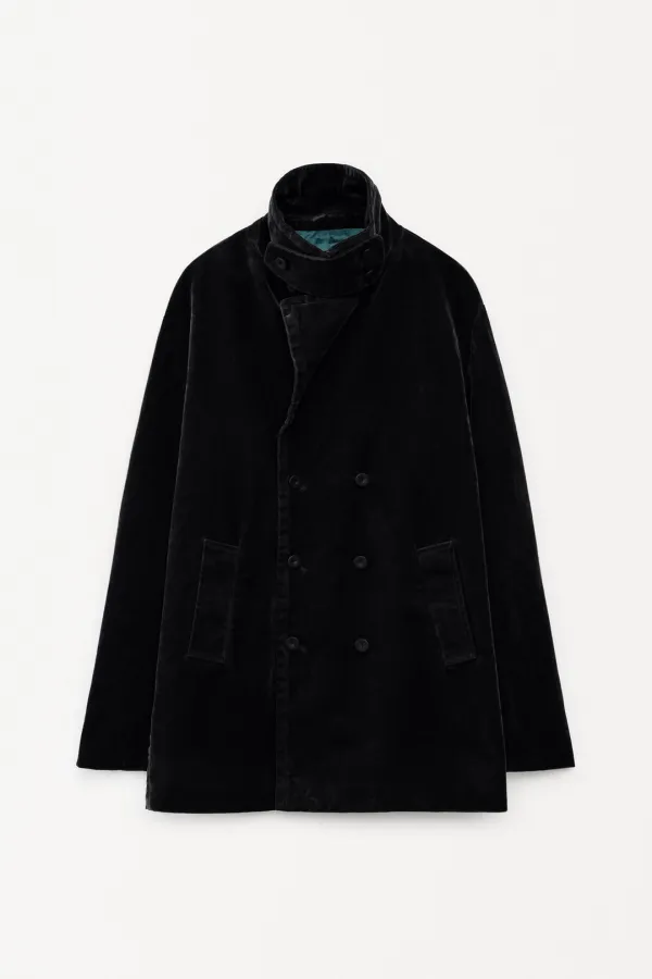 Dome Velvet Pea Coat black