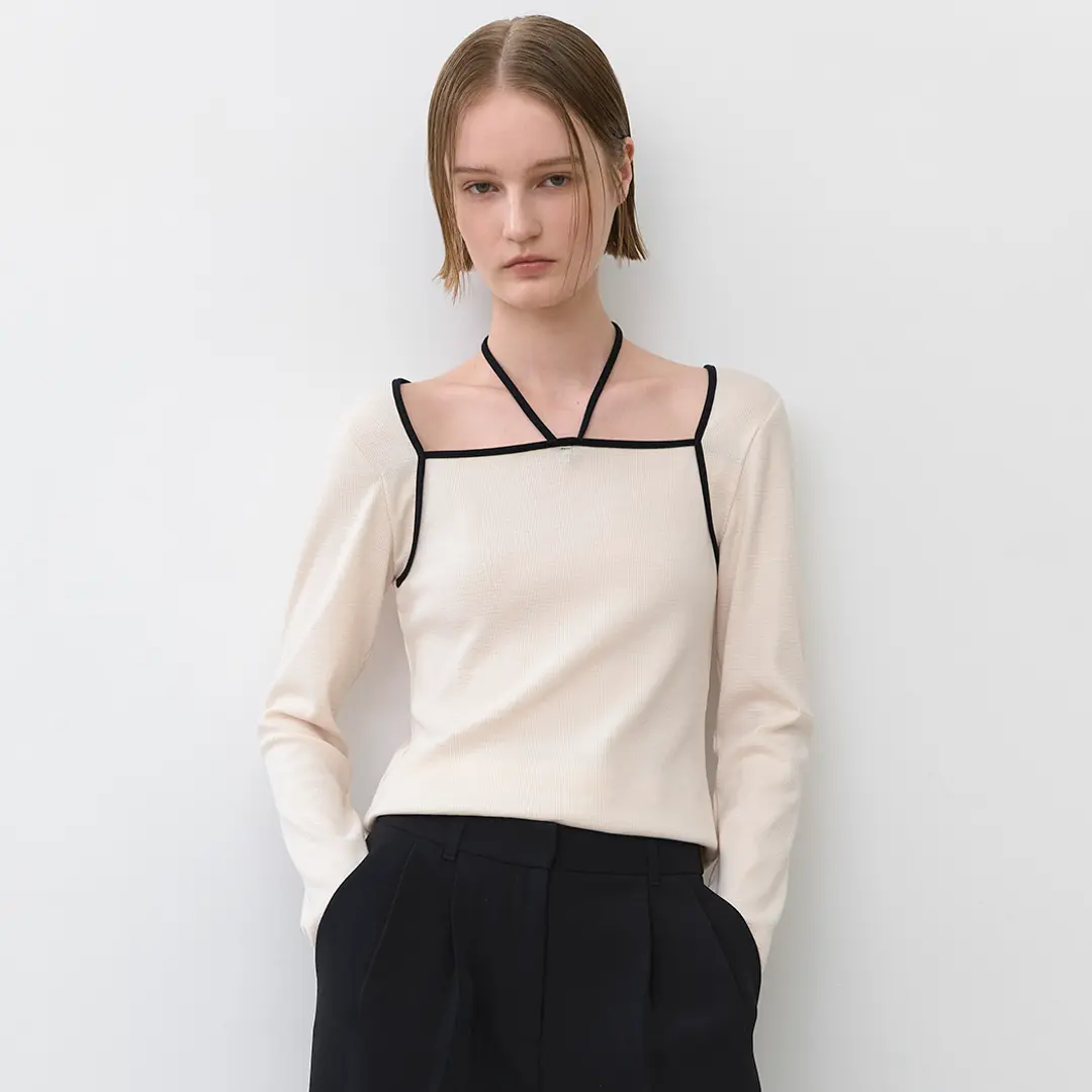 아뜰리에 나인 (T-6996)COLOR BLOCK HALTER SLIM TEE 상품 이미지 2