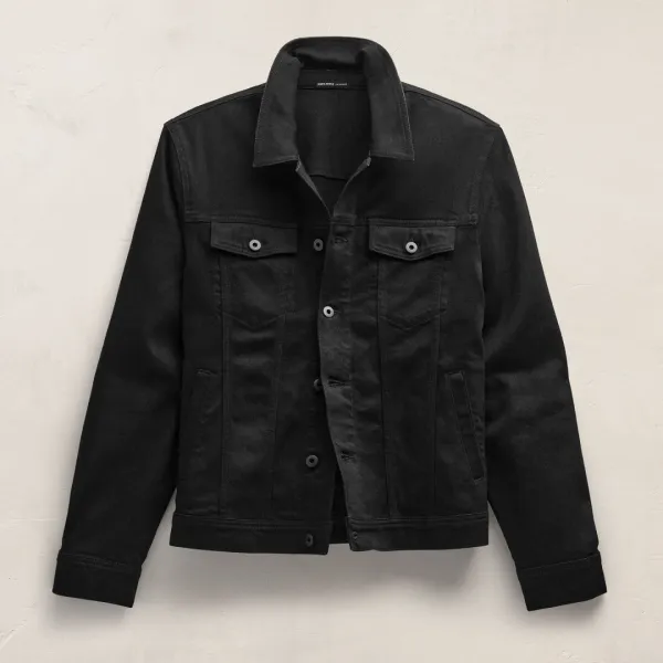 Stretch Denim Jacket - Night Palms