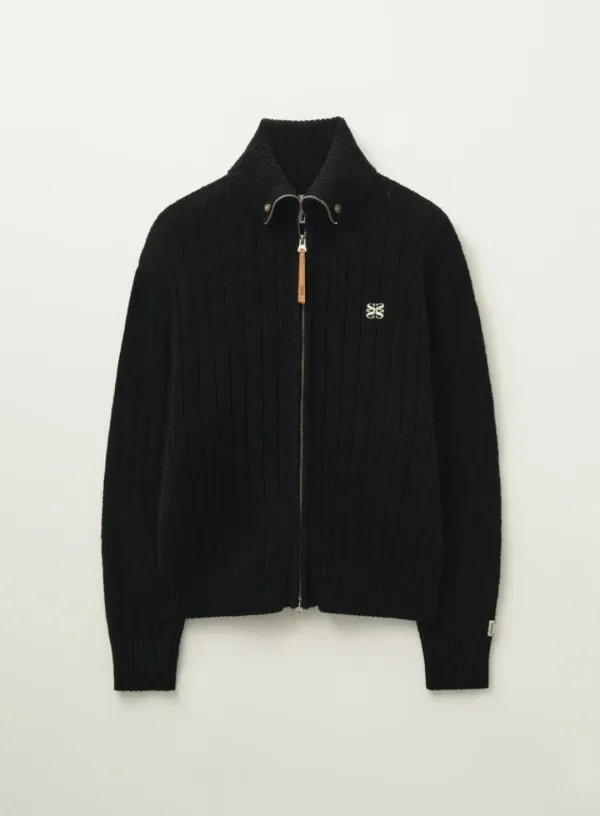 Faro Boucle Knit Zip-up - Black