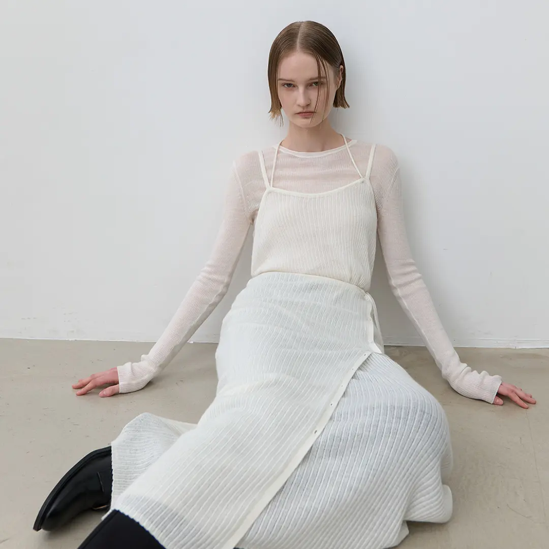 아뜰리에 나인 (OP-6256)WOOL SHEER LAYERD KNIT DRESS 상품 이미지 1