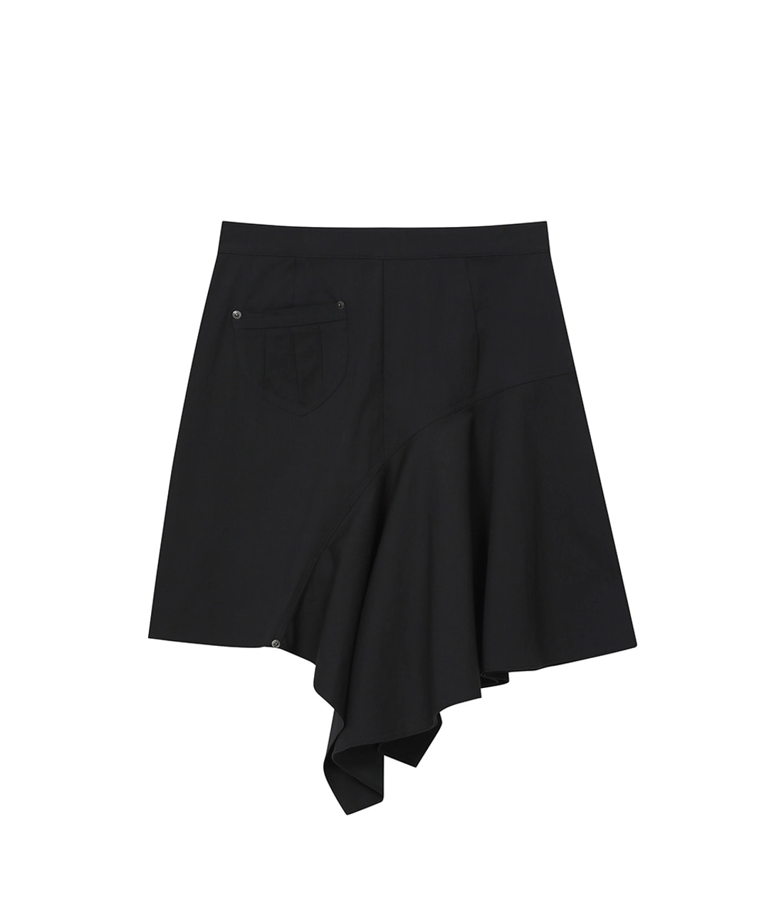미세키서울 [레이 PICK] One side draped midi skirt BLACK 상품 이미지 2