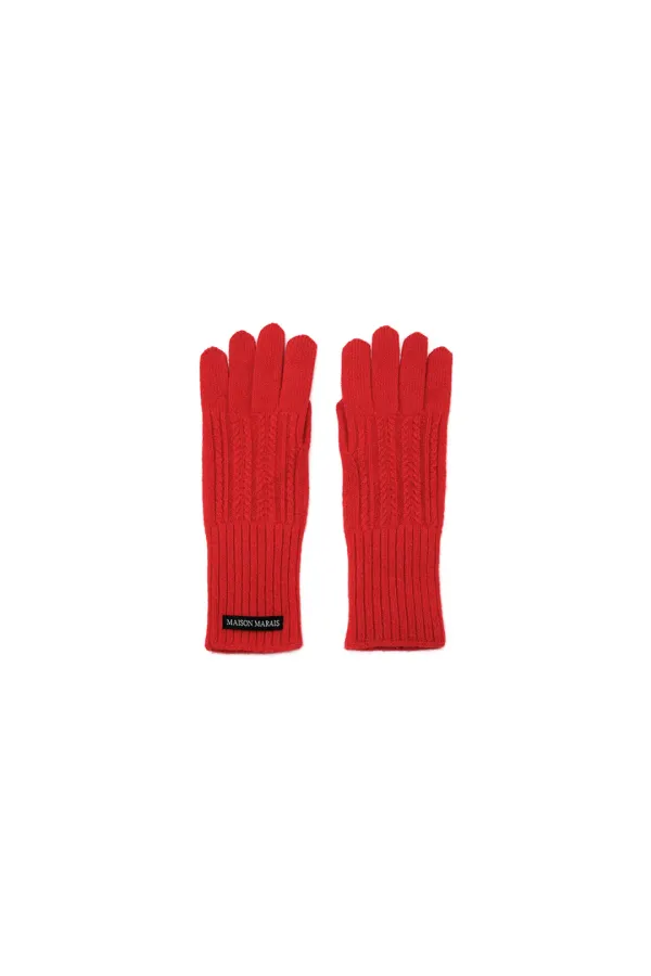 Wool Cash Gloves, Red