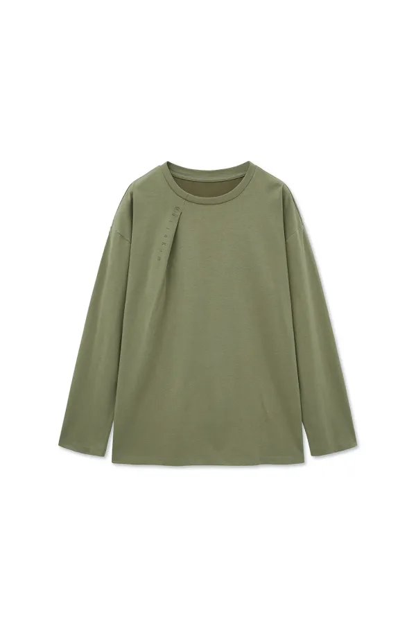 TUCK POINT LONG SLEEVE TOP FOR MEN IN LIGHT KHAKI