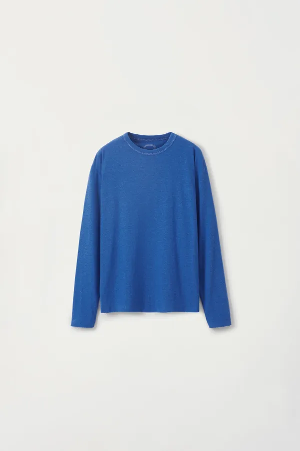 3RD / Coast linen long t-shirt (Sky blue)