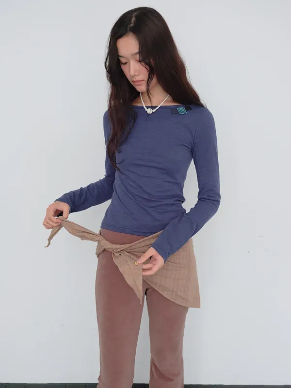 Flare Banding Pants & Modular Shawl Set (Brown)