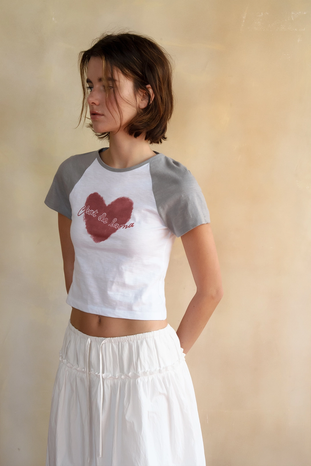 샤드라마 HEART RAGLAN T-SHIRT [GRAY] 상품 이미지 2