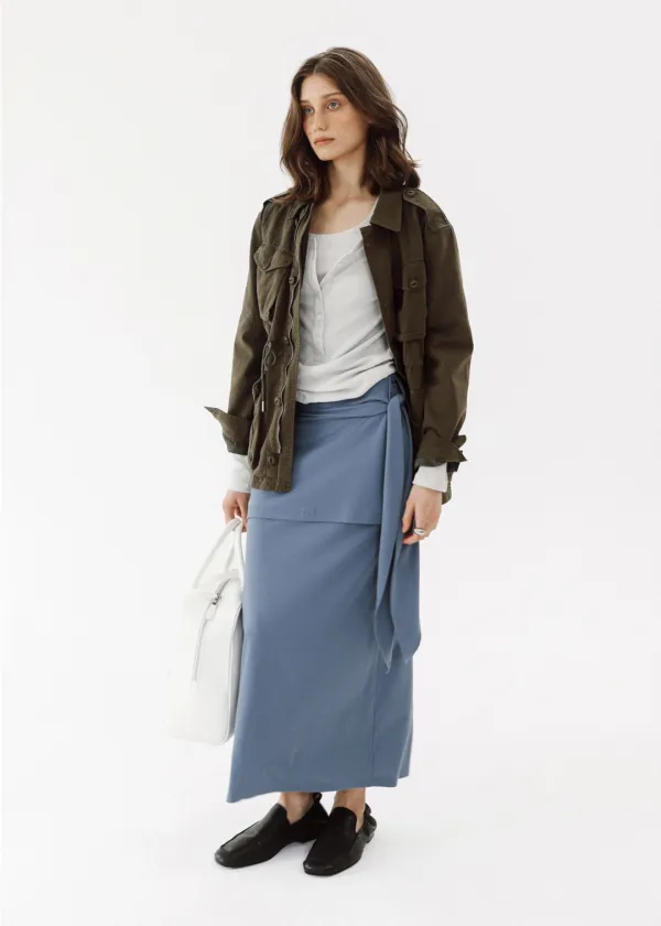 Drape layered skirt (Blue)