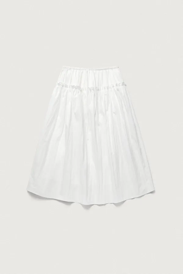 LACE UP SHIRRING SKIRT [WHITE]