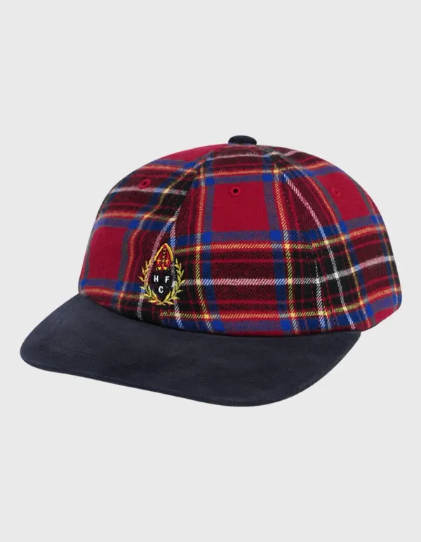 CREST FLANNEL CHECKED 6 PANEL CAP / Red-Navy