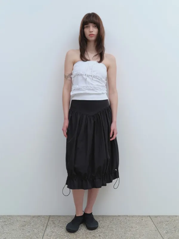 String Balloon Midi Skirt [Black]