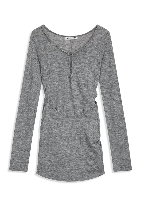 CONVERTIBLE HOOK TOP DRESS, GRAY