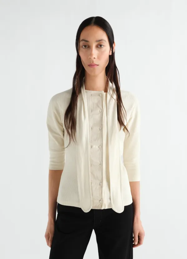 ASCOT T-SHIRT IN LINEN AND COTTON RIBBED JERSEY