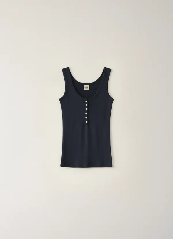 Modern Button Sleeveless - Navy