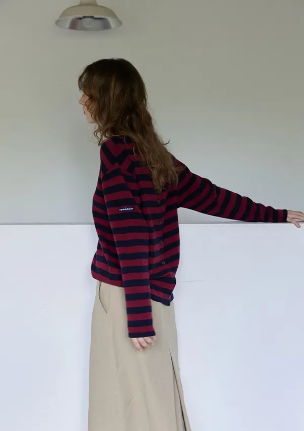 Convertible Stripe Knit Burgundy/Navy