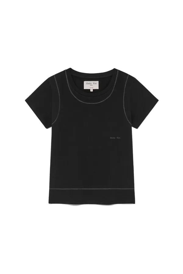 STITCH POINT SMALL LOGO TOP IN BLACK