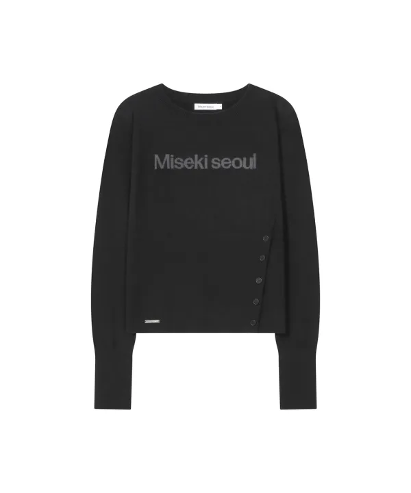 Logo fitted knit top BLACK