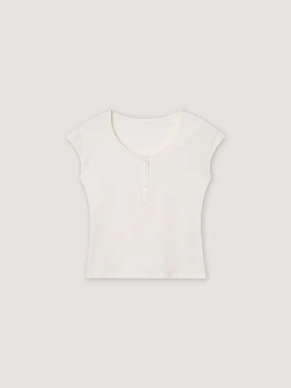 [2nd] Day Henley Tee - Ivory
