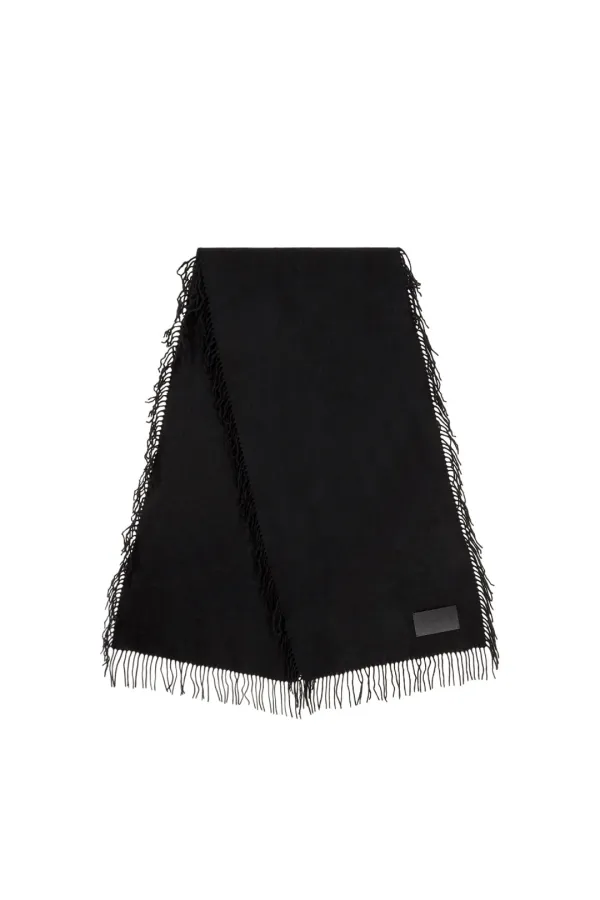 Fringed Cashmere Muffler [ Black ]