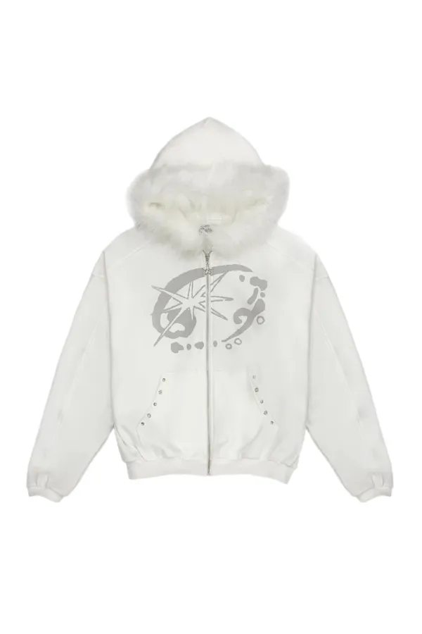 [Restock] FUR TRIMMED HOOD ZIPUP (WH)