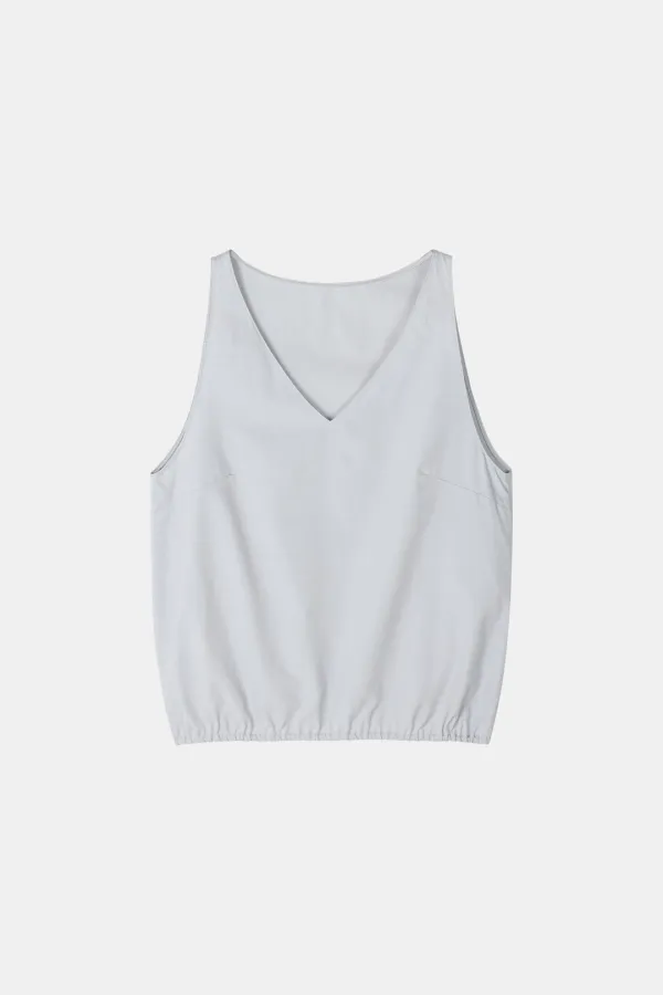 V neck Banding Top in Pale Blue