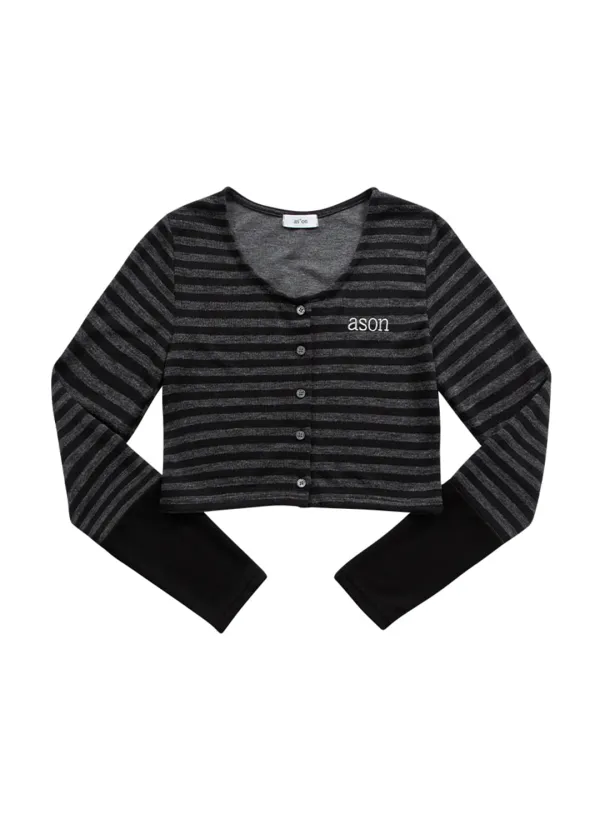 BEN STRIPE CARDIGAN / BLACK