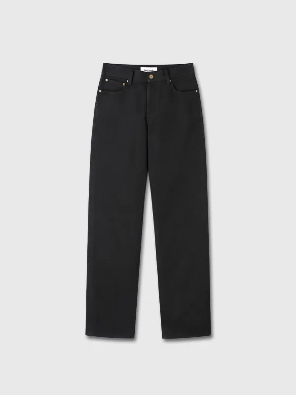 (W) TWISTED SEAM STRAIGHT-LEG DENIM JEANS_ BLACK