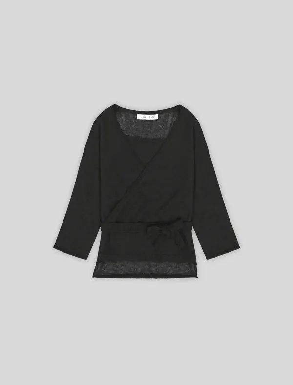 ALPACA LAYERED WRAP KNIT [BLACK]