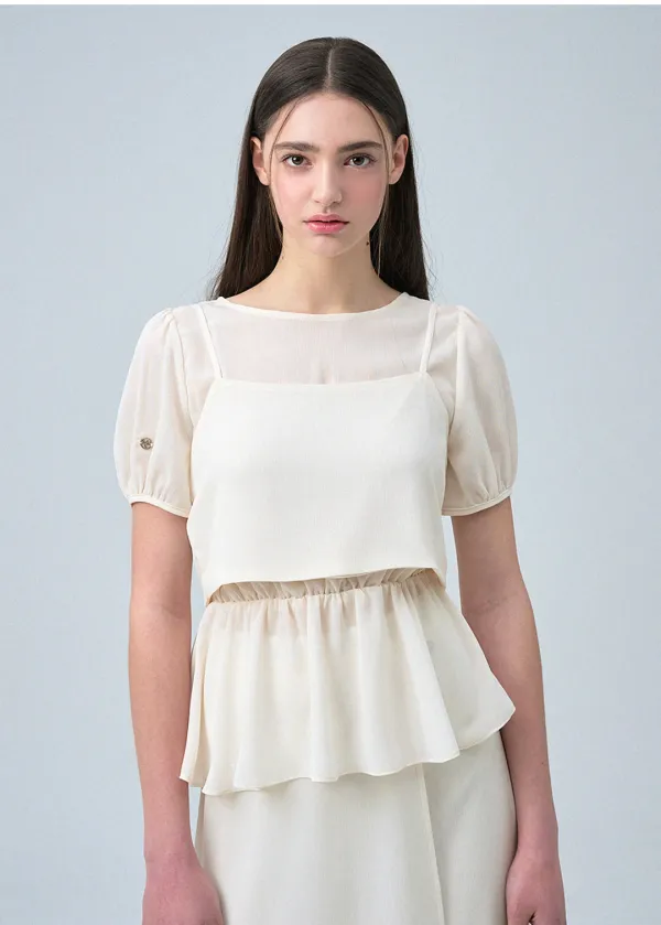  [44-120]  Daria Chiffon Blouse-Bustier  다리아 쉬폰 블라우스-뷔스티에 셋업 (여름-데일리룩-하객룩-출근룩-격식룩-데이트룩-쉬폰-블라우스-여리블라우스-뷔스티에-셋업-빅사이즈-차제제작) 