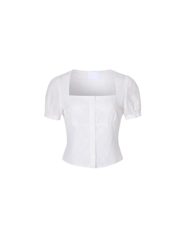 Floral square blouse (Ivory)