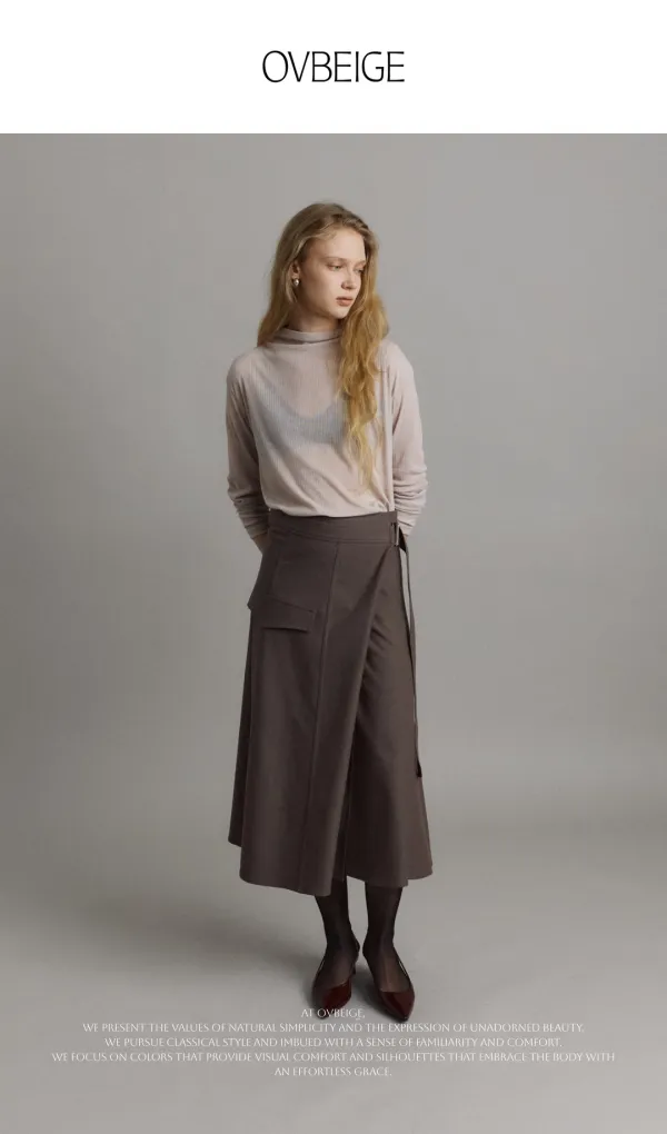 MORI WRAP SKIRT_ASH BROWN