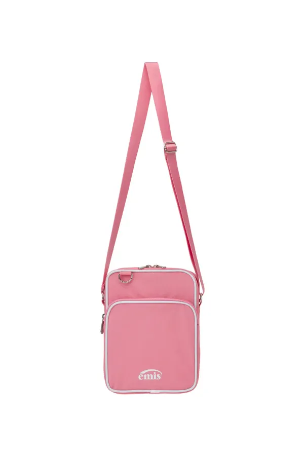 NYLON ZIP-POCKET MINI CROSS BAG-PINK