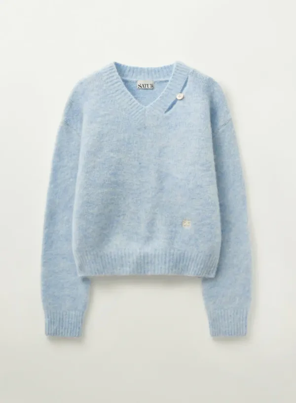 (W) Essen Two Tone Mohair Blend Knit - Sky Blue