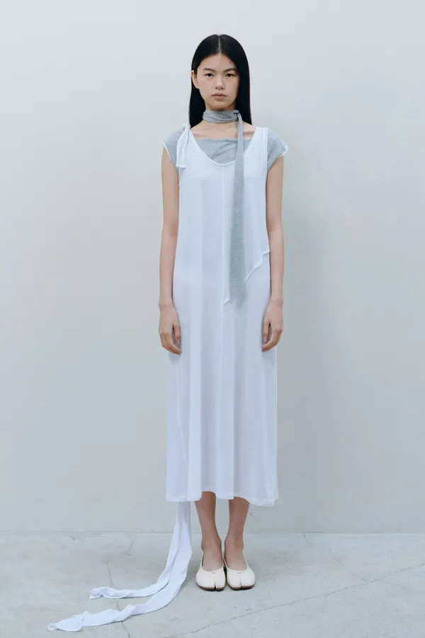 2WAY TIE SLEEVELESS DRESS, WHITE